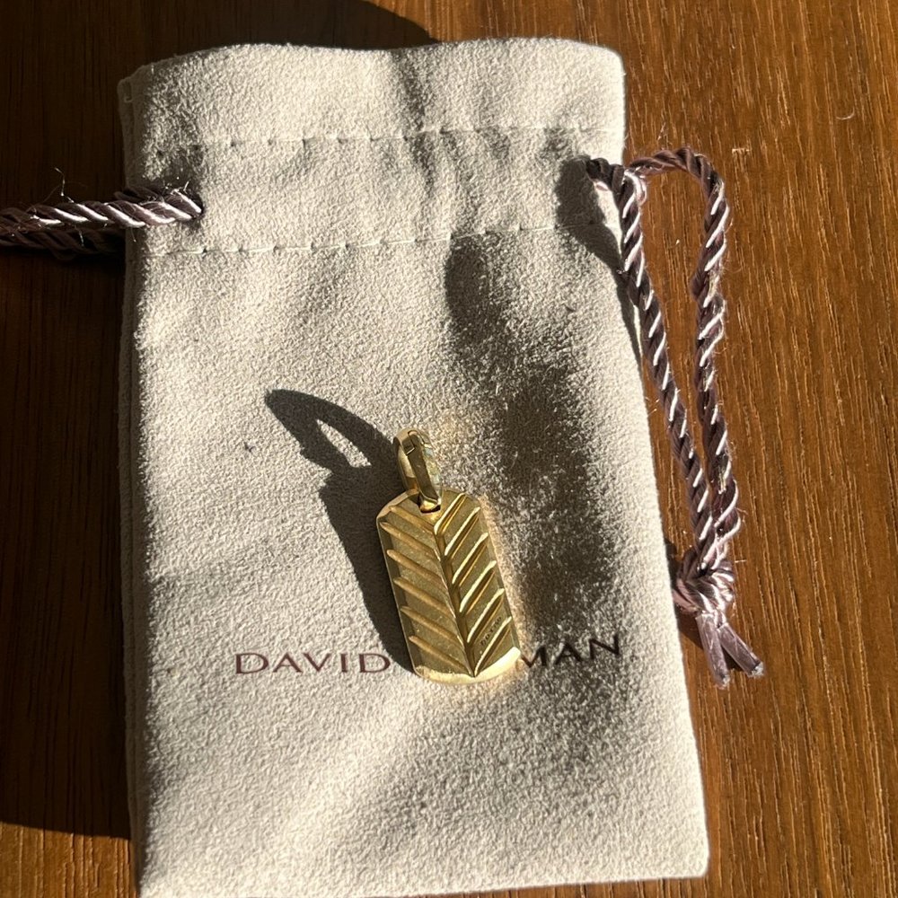 DAVID YURMAN 18K YELLOW GOLD DIAMOND 0.80CTW CHEVRON DOG TAG - Picture 8 of 10